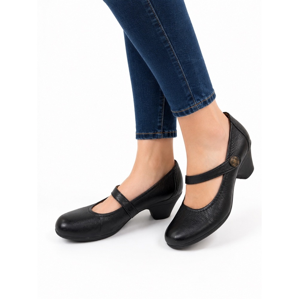 Naturalizer Jansen Mary Jane Black Leather Heels Women's Size 7M